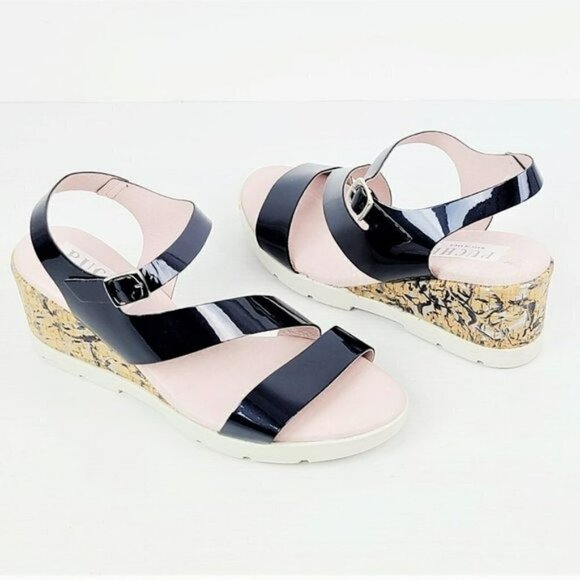 NWT PUCHE Made in Spain Soft Patent Leather Cork Wedge Sandals - Picture 5 of 7